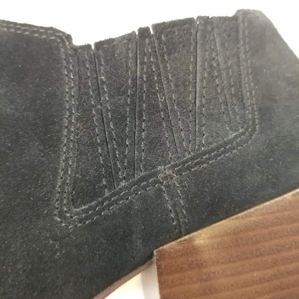 Franco Sarto Dylann Women's Black Suede Block Heel Ankle Bootie Boots Size 8.5